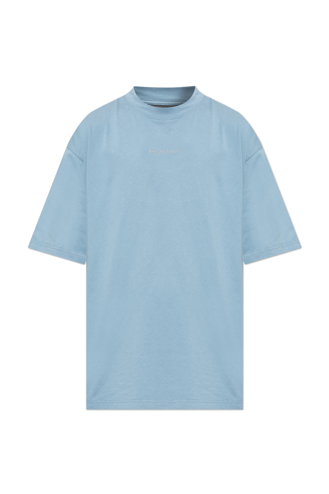 Blue T-shirt with embroidered logo Balenciaga - Vitkac GB